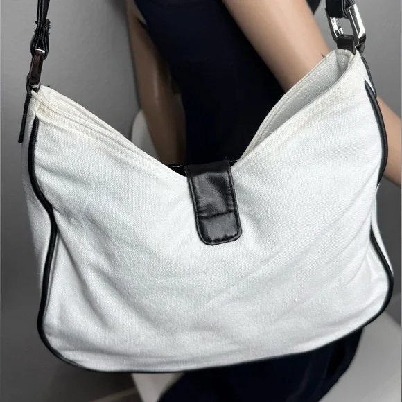 Disney Canvas Tote Bag One Size‎ Cream Off‑White Mickey Icon Zip Interior - Picture 5 of 10